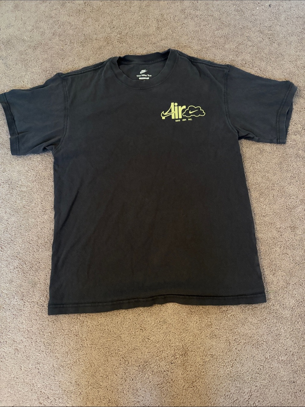 Nike Short-Sleeve 'Air' Logo Tee - Black with Neon Yellow Accent